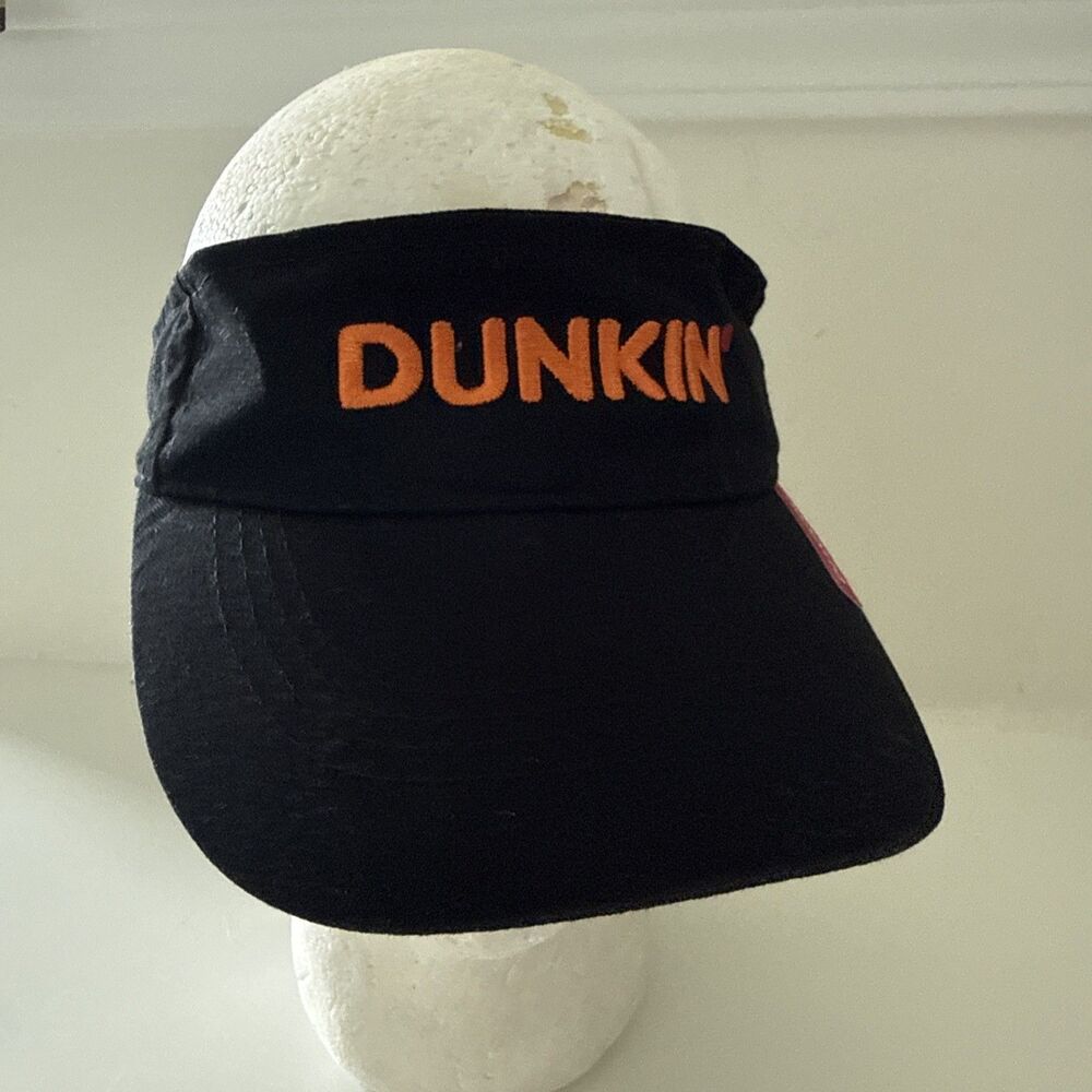 Dunkin Donuts Employee Visor Black Orange Logo Adjustable